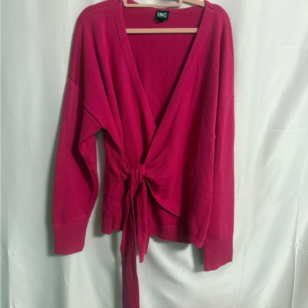 INC International Concepts Women's Fuchsia Tie-Front Cardigan Sz XL